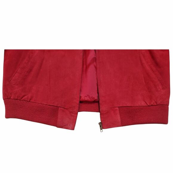 LUIS ALVEAR Vintage Red Suede Coat Size M Leather Bomber Jacket Oversized Unisex - Picture 9 of 15